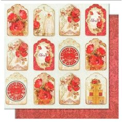   Stamperia scrapbook papír - Red Roses - 2 oldalas - 31,5 x 30,5 cm