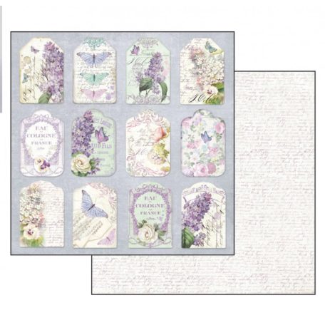 Stamperia scrapbook papír - Lilac Flowers 2. - 2 oldalas - 31,5 x 30,5 cm