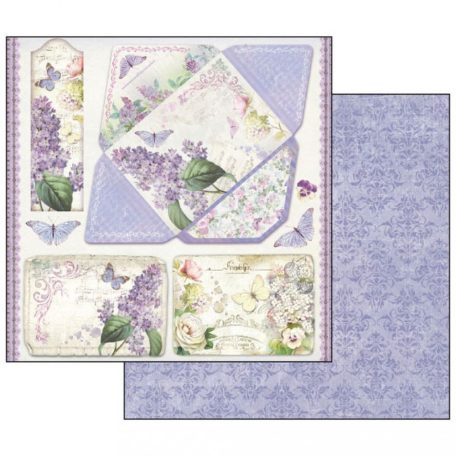 Stamperia scrapbook papír - Lilac Flowers 1. - 2 oldalas - 31,5 x 30,5 cm