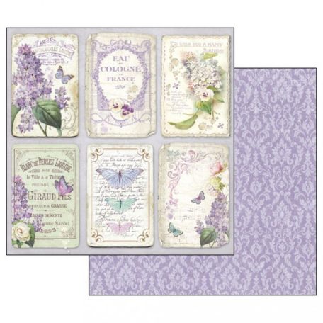 Stamperia scrapbook papír - Lilac Flowers 3. - 2 oldalas - 31,5 x 30,5 cm